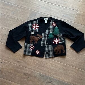 Cambridge Dry Goods Black Jacket Blazer with Moose and Tree Design